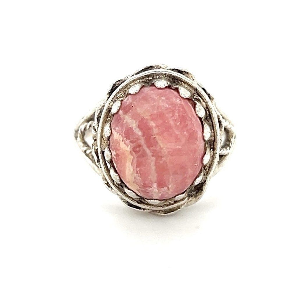 Sterling Pink Jasper (?) Ring‎